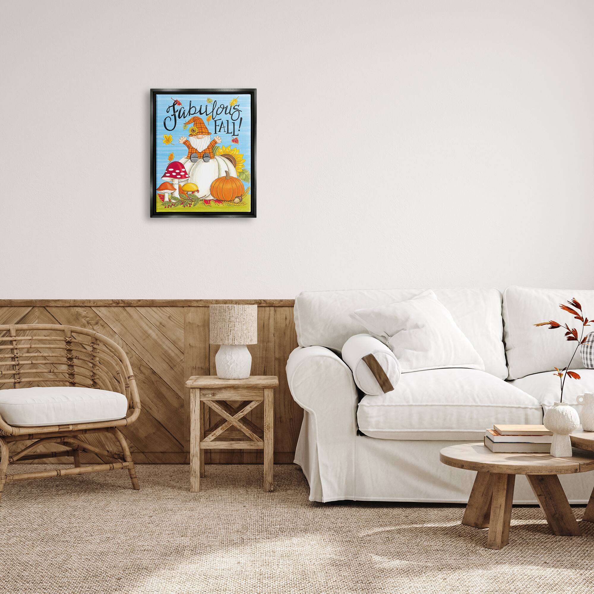 Stupell Industries Fabulous Fall Gnome Framed Floater Canvas Wall Art
